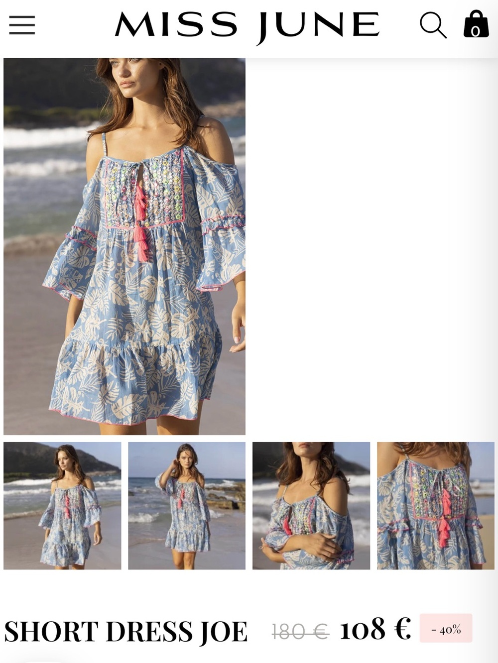 Floral Embroidered blue & white sparkly Dress
